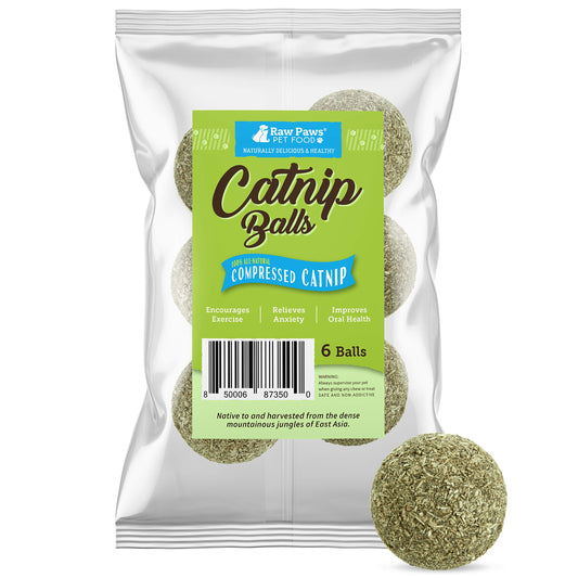 Raw Paws Catnip Balls for Cats, (6-Count) - Interactive Cat Toy for Indoor Cats - Cat Nip Licking Balls