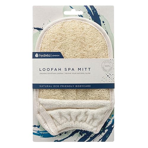 Hydrea London Exfoliating Glove - Organic Egyptian Shower Loofah & Dual-Sided Face Glove Exfoliator - Body Scrubber for Men & Women, Dead Skin Cell