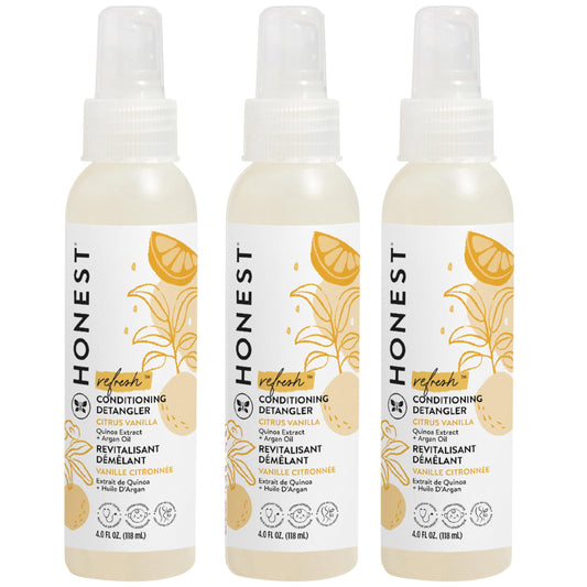 The Honest Company Conditioning Hair Detangler 3-Pack Leave-in Conditioner and Fortifying Spray, Tear Free Cruelty-Free, Hypoallergenic, Citrus