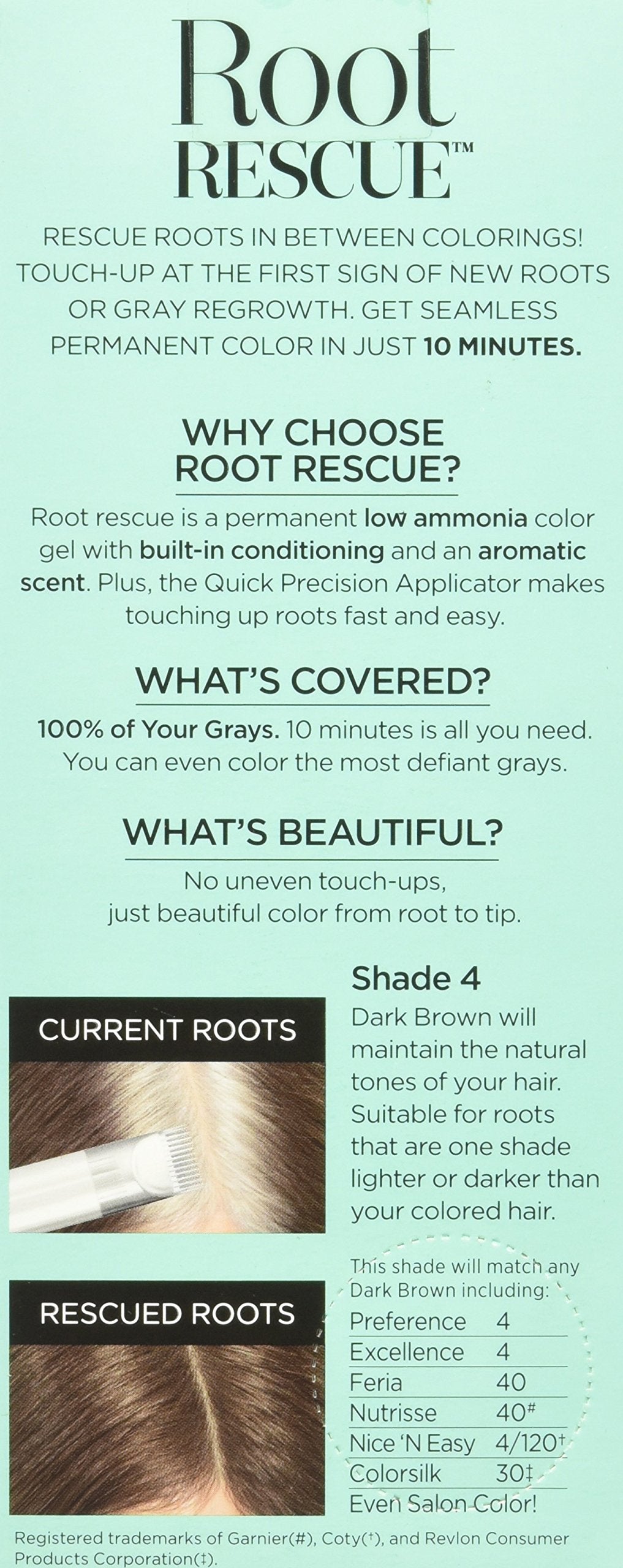 L'Oreal Paris Root Rescue 10 Minute Root Coloring Kit, 4 Dark Brown