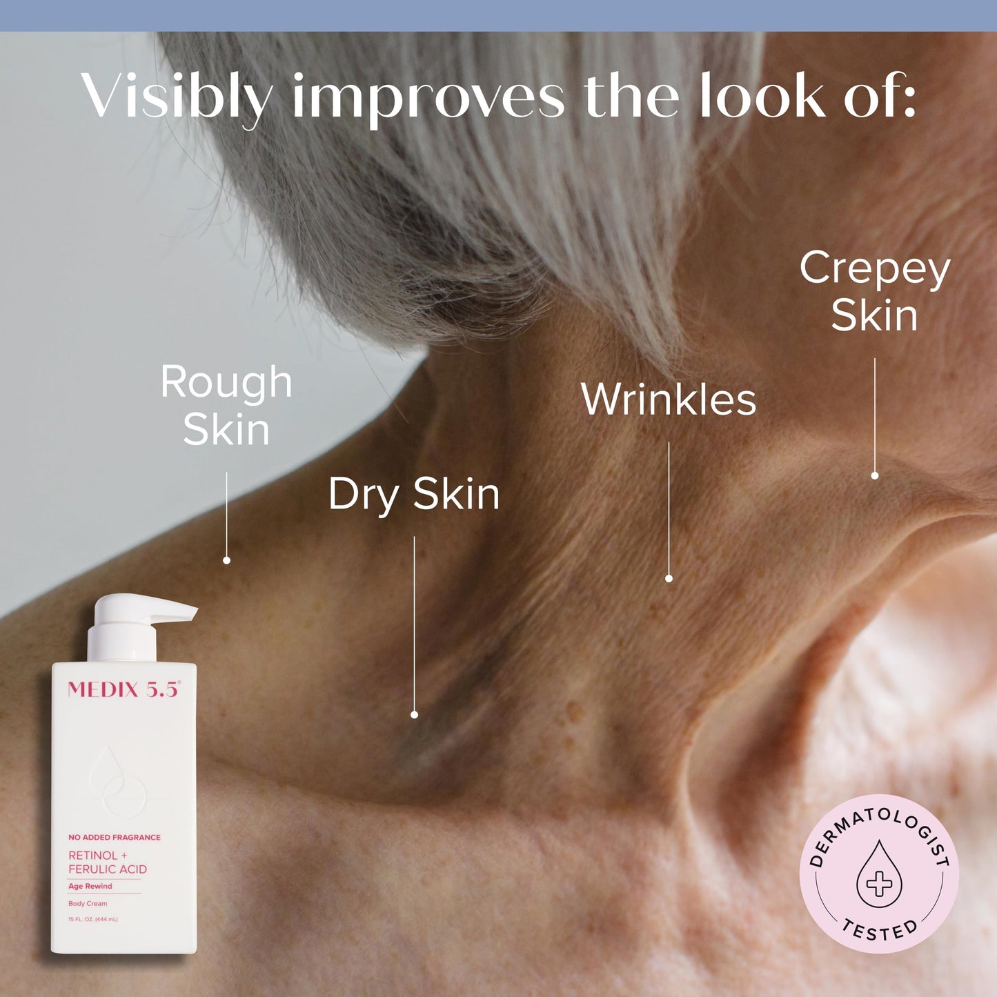MEDIX Fragrance Free Retinol Face Moisturizer & Body Lotion Crepey Skin Care Treatment | Anti Aging Firming Retinol Cream For Face Targets Loose Crepe