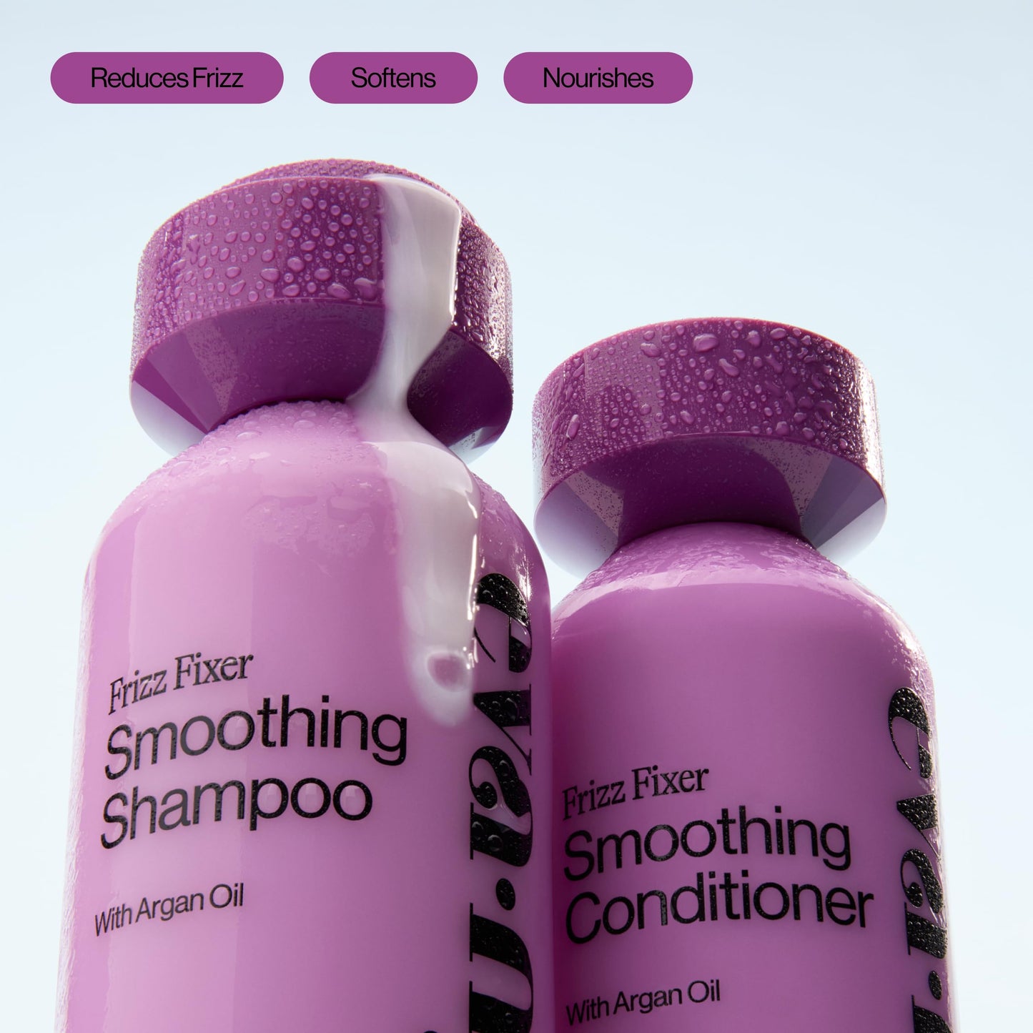 Eva NYC Anti-Frizz Shampoo and Conditioner Set with Argan Oil + Sunflower Seed Oil - Soft, Shiny, Nourished Hair - Frizzy, Medium to Thick Types