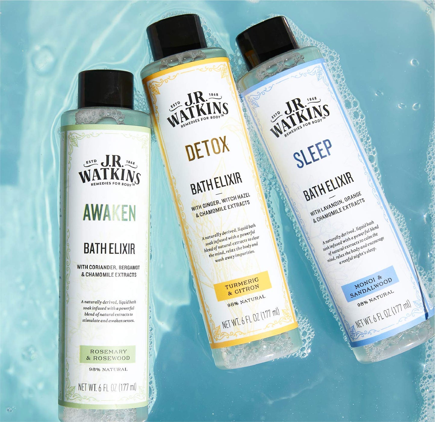 J.R. Watkins Sleep Bath Elixir, Liquid Bath Soak, Monoi & Sandalwood with Natural Extracts, No Salt, No Residue, 6 oz Beauty and Personal Care J.R. Watkins