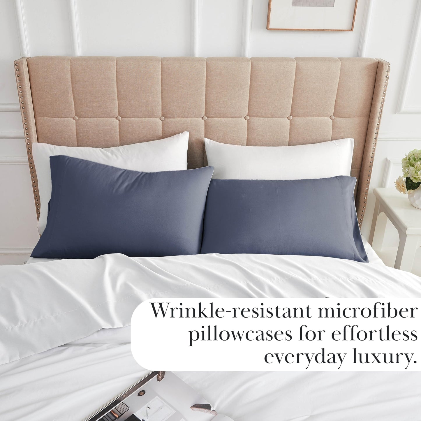 Southshore Fine Living, Inc. Pillow Cases Standard Size Set of 2, Fits Full, Twin, Queen Pillows, Luxurious, Ultra-Soft Microfiber Hotel Quality Queen