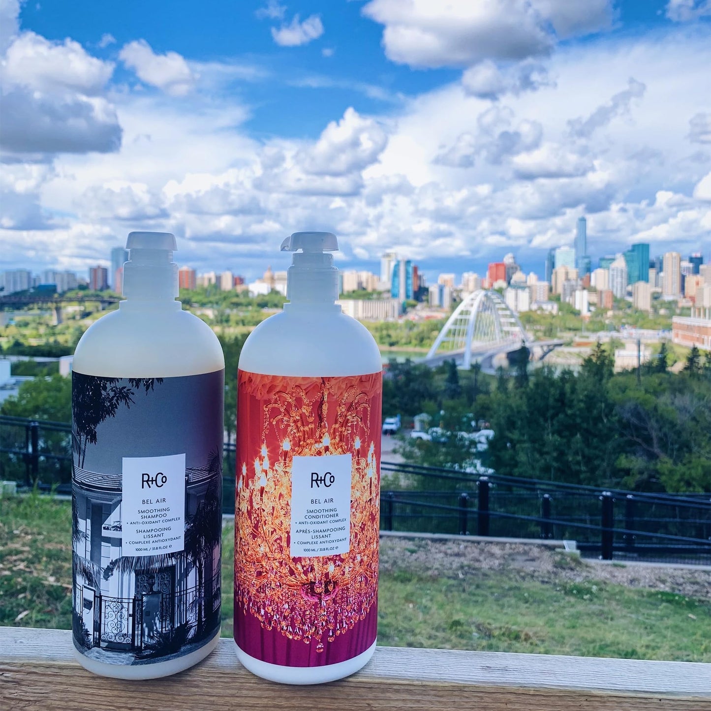 R+Co Bel Air Smoothing Shampoo and Conditioner Liter Set - Anti-Oxidant Complex for Smooth, Frizz-Free Hair for All Hair Types - UV Protection, Shine