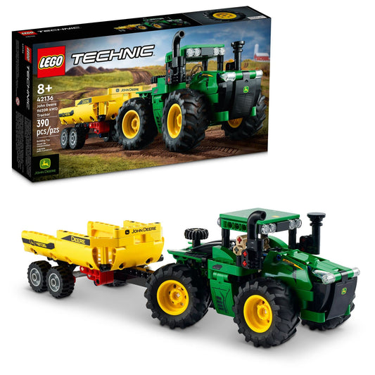 LEGO Technic John Deere 9620R 4WD Tractor Toy 42136 Building Toy - Collectible Model with Trailer, Featuring Realistic Details, Construction Farm Toy…