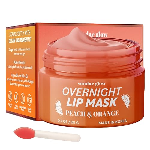 Sundae Glow Lip Mask with Peach & Orange - Hydration, Lip Repair for Dry Cracked Lips & Smoothing - Dermatologist Tested, Korean Lip Care - 95%