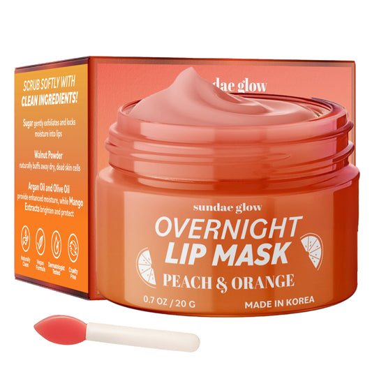 Sundae Glow Lip Mask with Peach & Orange - Hydration, Lip Repair for Dry Cracked Lips & Smoothing - Dermatologist Tested, Korean Lip Care - 95%