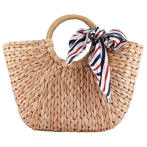 Summer Rattan Bag for Women Straw Hand-woven Top-handle Handbag Beach Sea Straw Rattan Tote Clutch Bags