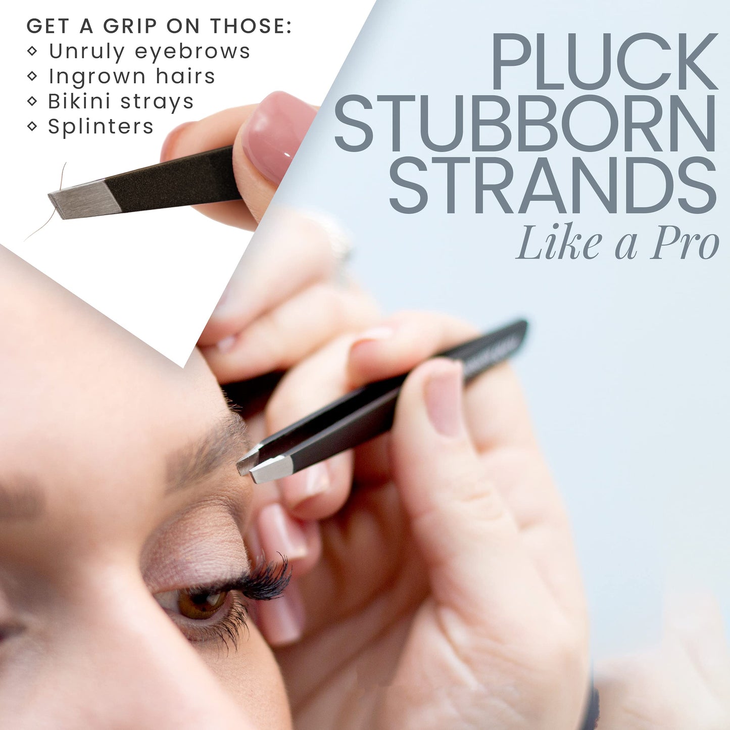 Tweezer Guru Eyebrow Tweezer Set for Women & Men - Professional Slant and Pointed Tweezers Set with Case - Precision Tweezers Kit for Facial Hair