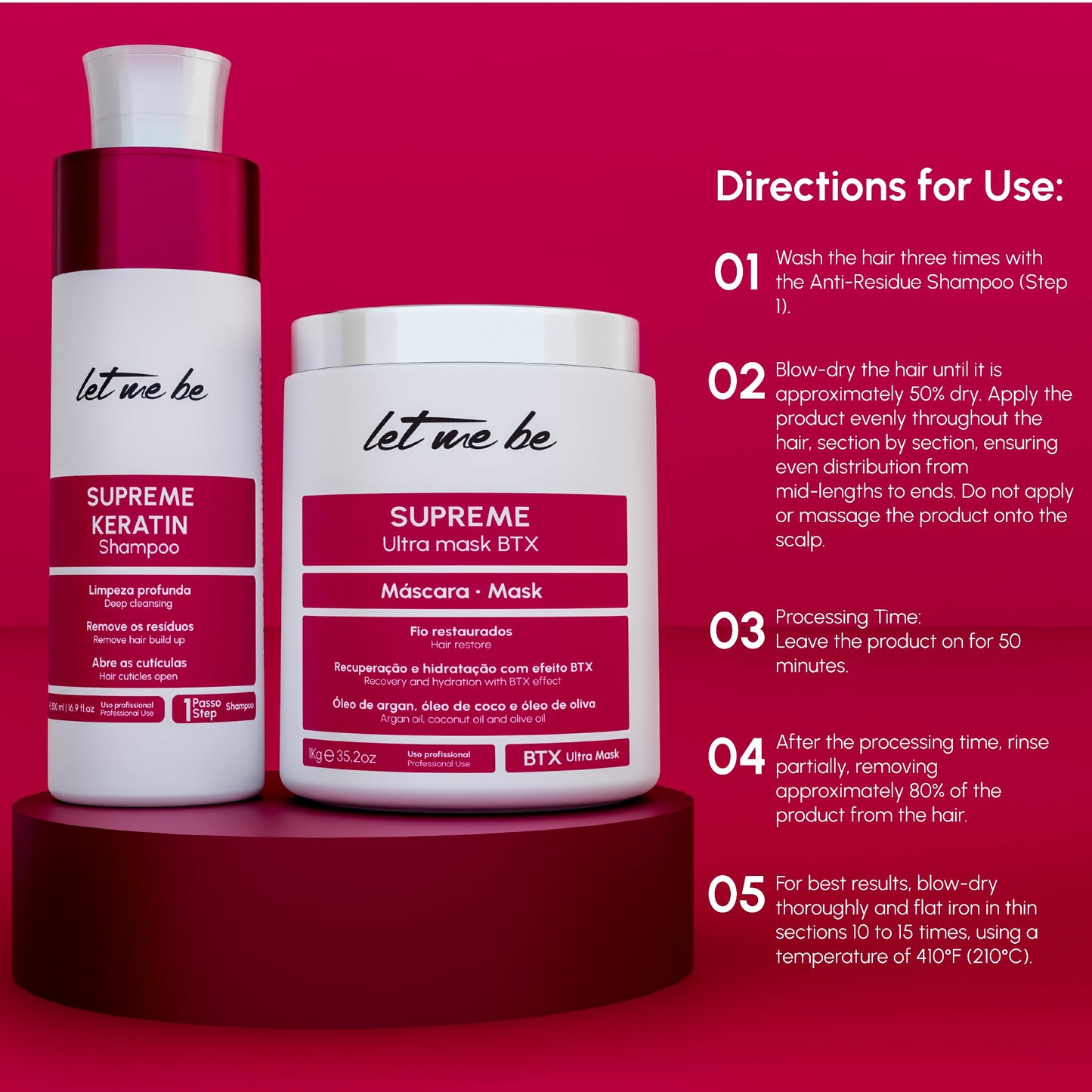 Let Me Be Supreme Hair Care Bundle - Supreme Shampoo 500ml (16.9 fl oz) & Supreme Botox Hair Treatment 1kg (35.2 oz) - Nourishing & Smoothing Care Set