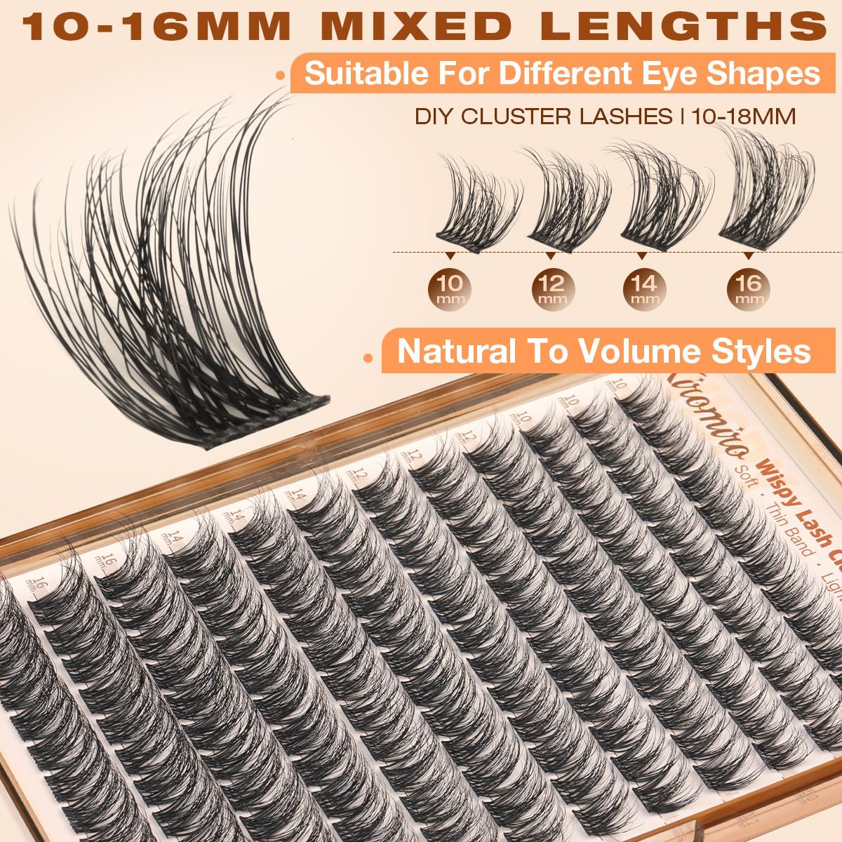 Wispy Lash Clusters Natural Eyelashes Clusters 10-16mm Fluffy Cluster Lash Extensions 144pcs Wispies Cluster Eyelashes DIY Individual Lash with Thin Beauty and Personal Care Kiromiro