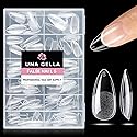 UNA GELLA Almond Nail Tips 216pcs Medium Almond Press on Nails Pre-shape Gel Fake Nails for Full Cover Acrylic French False Nails For Nail Extension