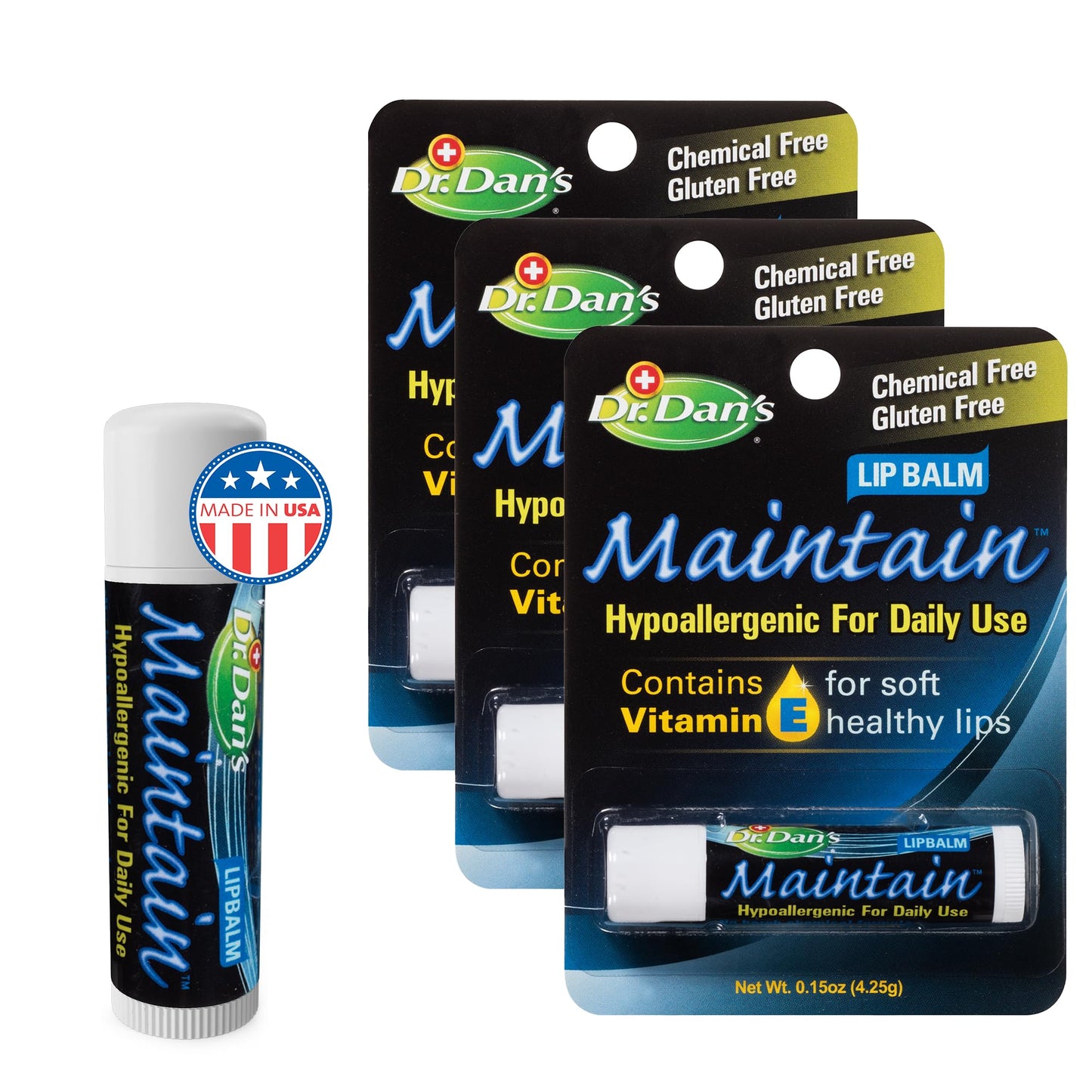 Dr. Dan's Maintain Lip Balm - Perfect for Everyday and Cortibalm aftercare, Mild Ingredients & Beeswax, Vitamin E Enriched for Moisturizing Dry Lips