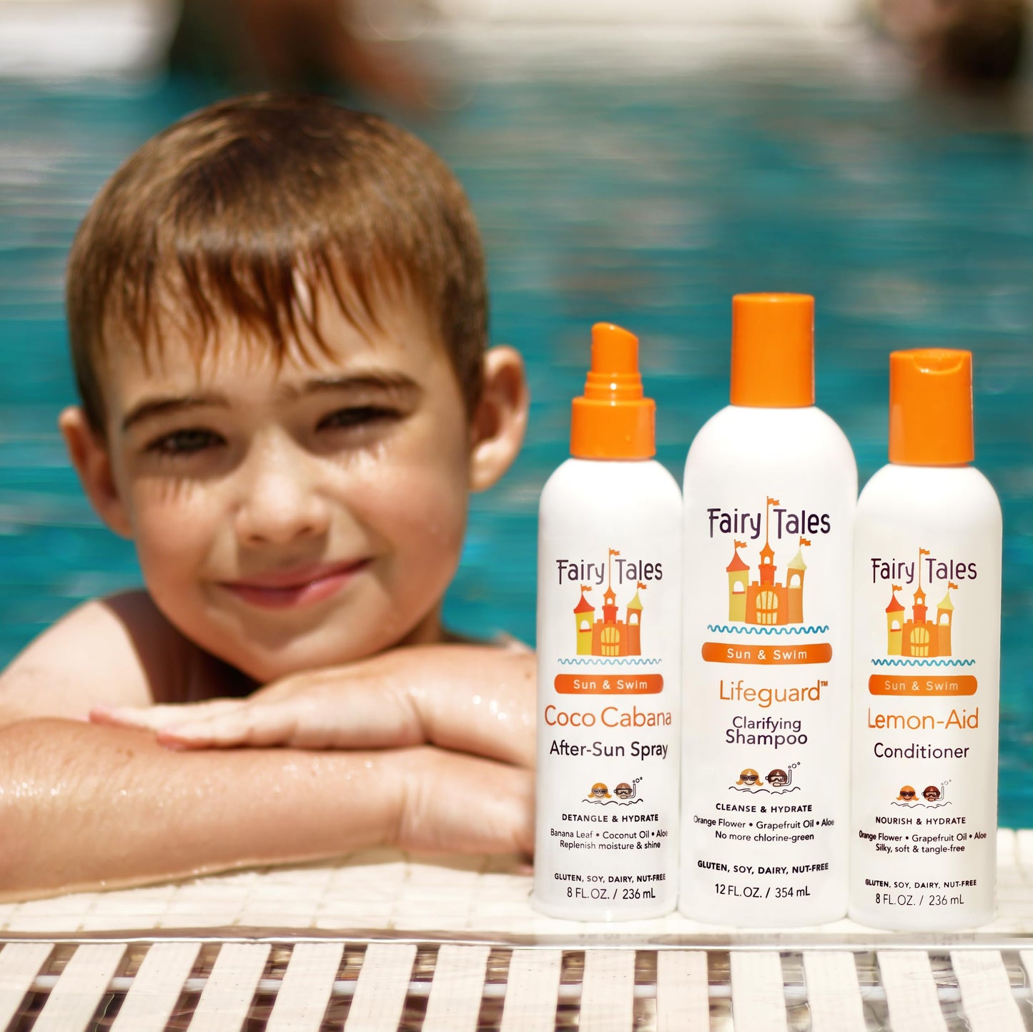 Fairy Tales Sun & Swim Shampoo & Conditioner for Kids - Chlorine Removal Swim Shampoo, Removes Green Pool Tones, Sea Salt & Mineral Buildup