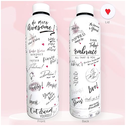 Girl Power 24/7 24oz Motivational Water Bottle - Be Unstoppable, Stainless Steel, Affirmation Bottle, Positive Gift for Women, Boss Lady