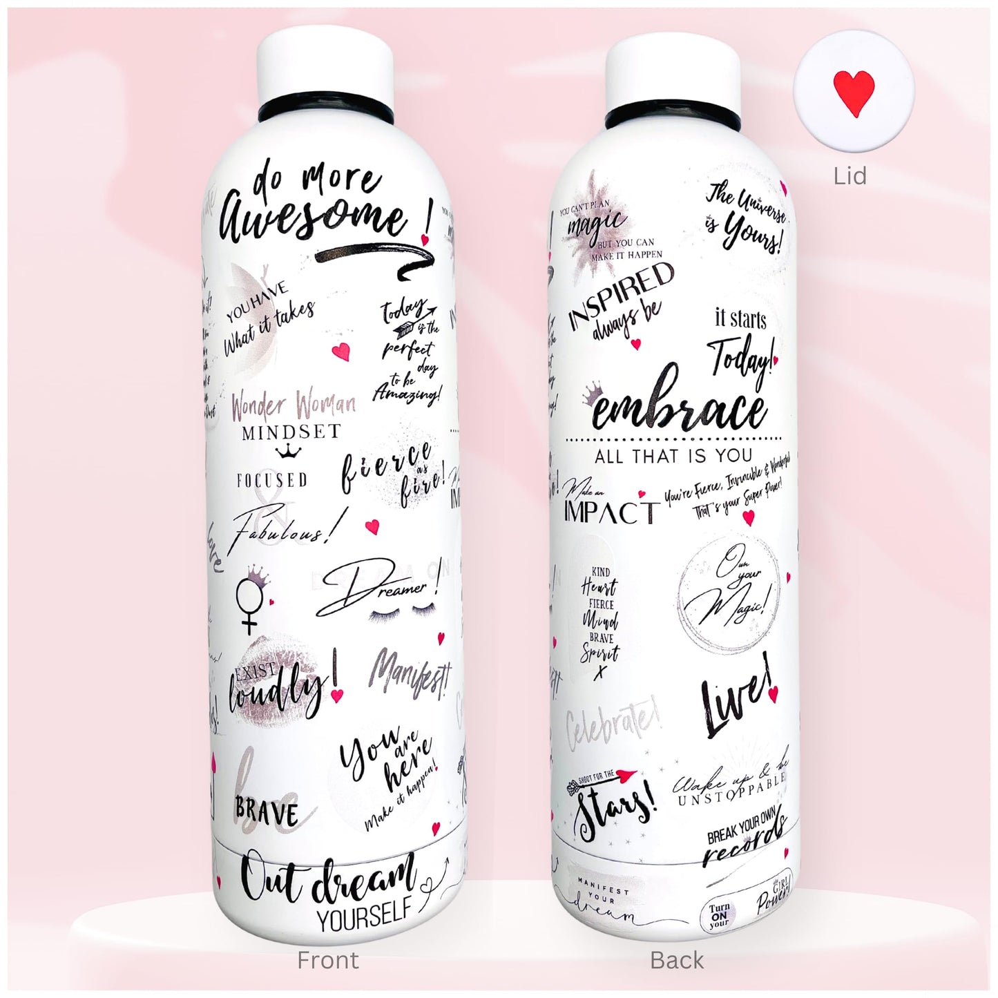 Girl Power 24/7 24oz Motivational Water Bottle - Be Unstoppable, Stainless Steel, Affirmation Bottle, Positive Gift for Women, Boss Lady