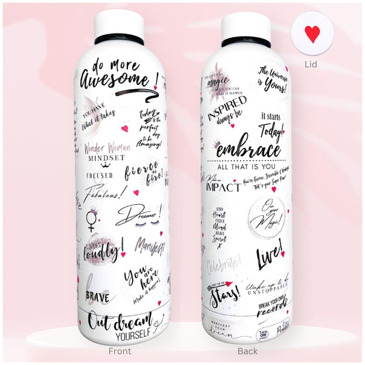 Girl Power 24/7 24oz Motivational Water Bottle - Be Unstoppable, Stainless Steel, Affirmation Bottle, Positive Gift for Women, Boss Lady