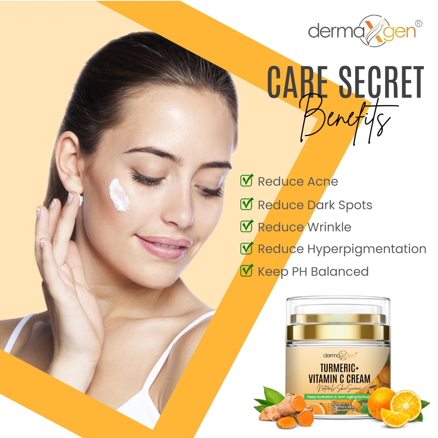 Turmeric Face Cream + 30% Vitamin C Glow Boosting Moisturizer & Skin Repairing, Hydrating with Organic Ingredients Anti-Aging Facial Cream, Normal