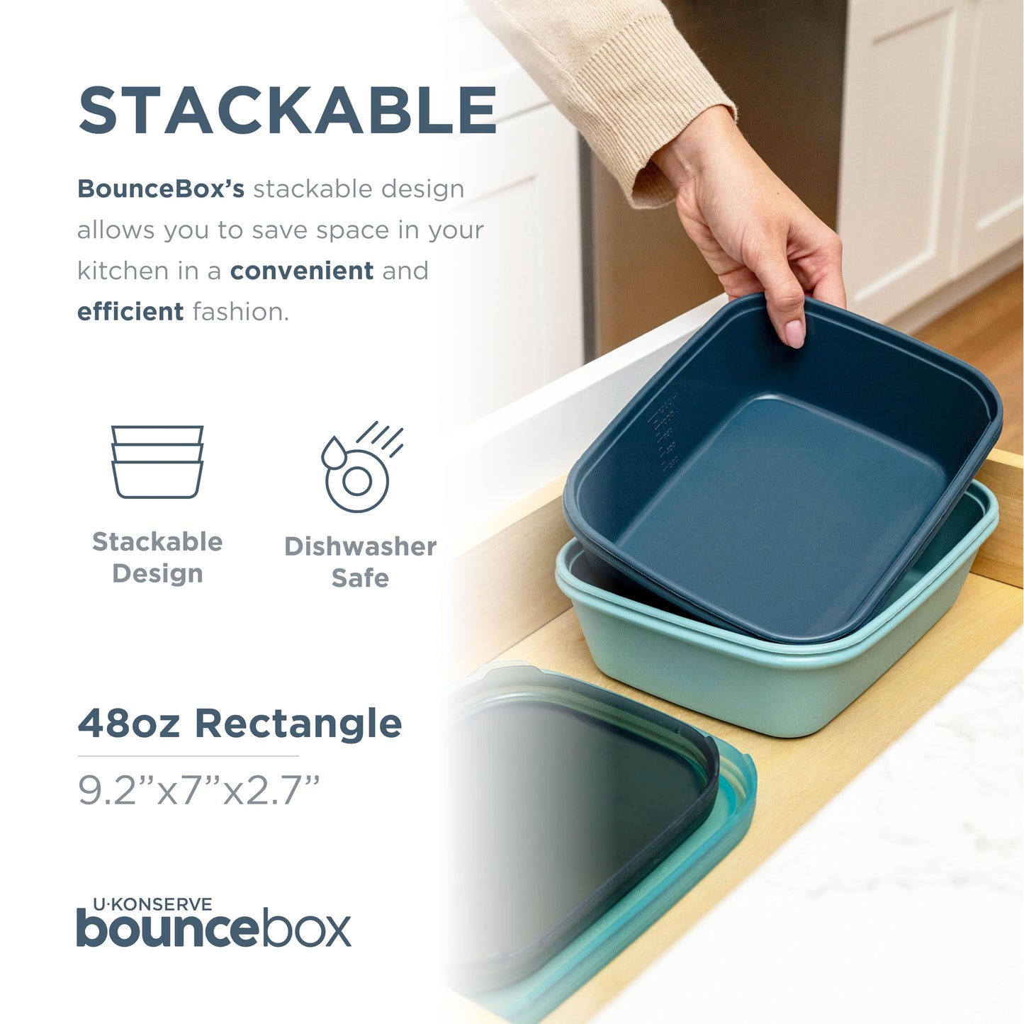 U Konserve Platinum Silicone Food Storage Bento Box Dual Seal Rectangle Container - Leak Proof, Shatter Proof, Dishwasher Safe, Plastic Free - 48oz…