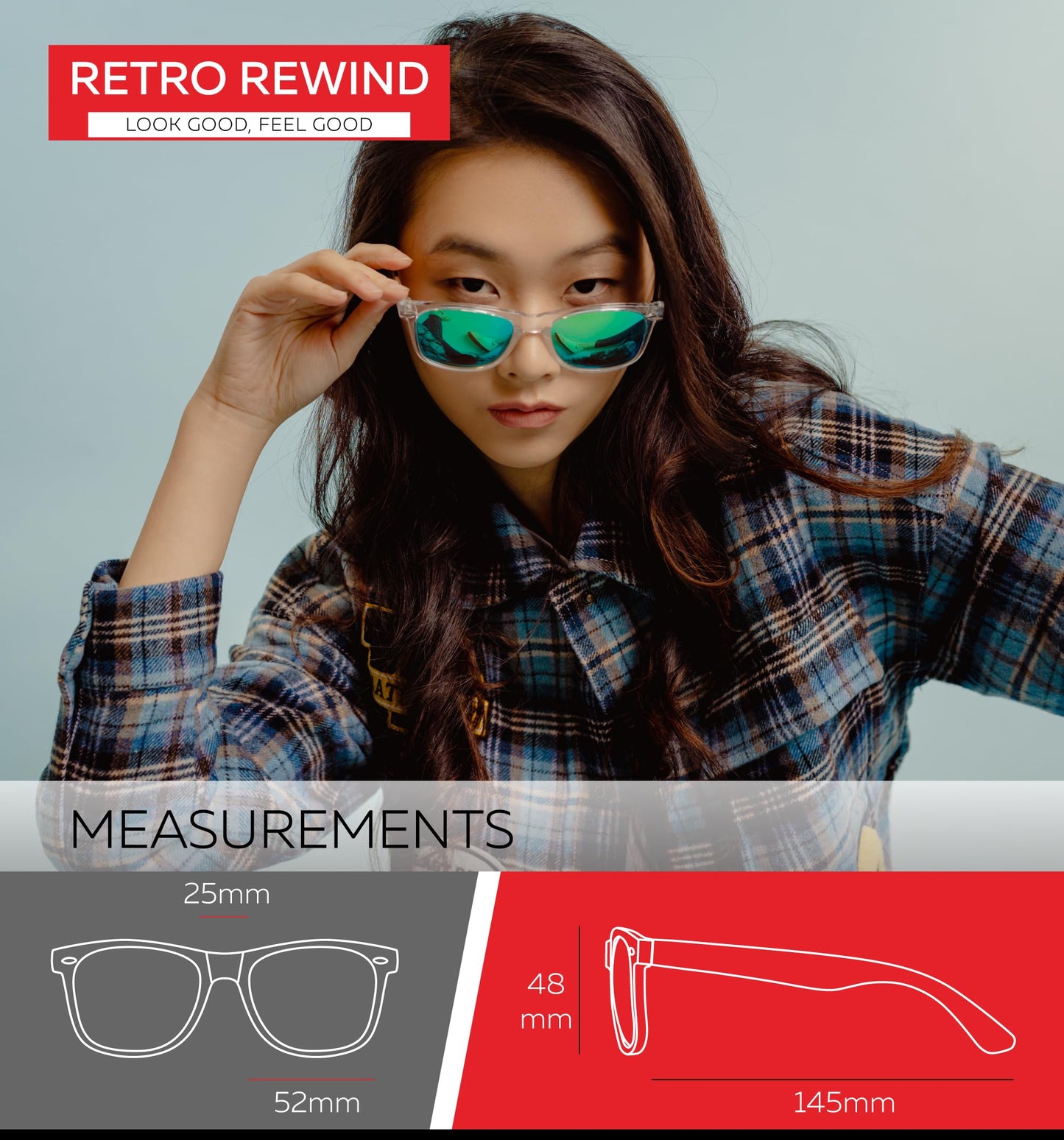 Retro Rewind Translucent Frame Colorful Neon 80s Sunglasses for Men Women - Reflective Mirrored Lens