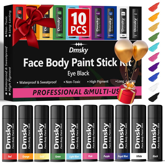 Dmsky 10 Packs Eye Black Sports Stick for Football, Baseball, Softball-Anti-Glare Face Body Paint Stick Kit,Water-Proof Eye Sports Paint Sticks,10 Beauty & Personal Care Dmsky