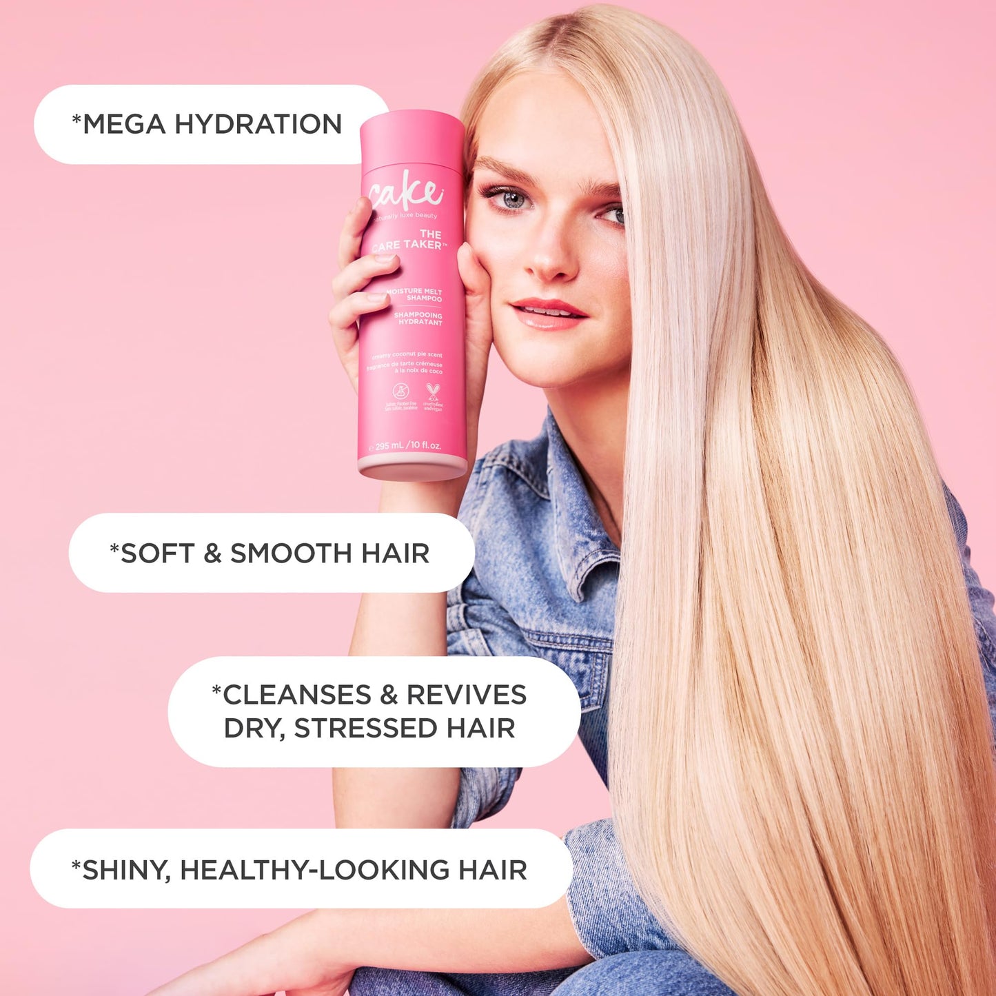 Cake Beauty Moisturizing Shampoo, The Care Taker - Hydrates and Replenishes Dry Hair - With Coconut Water, Hyaluronic Acid & Shea Butter - For All