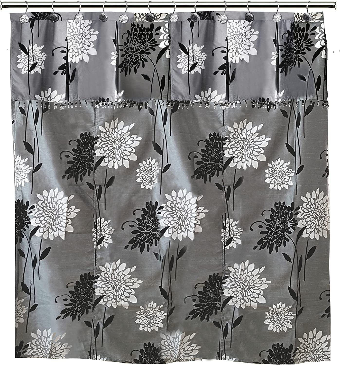 Popular Home The Erica Collection W-ATT VAL Shower Curtain, 70 by 72", Grey