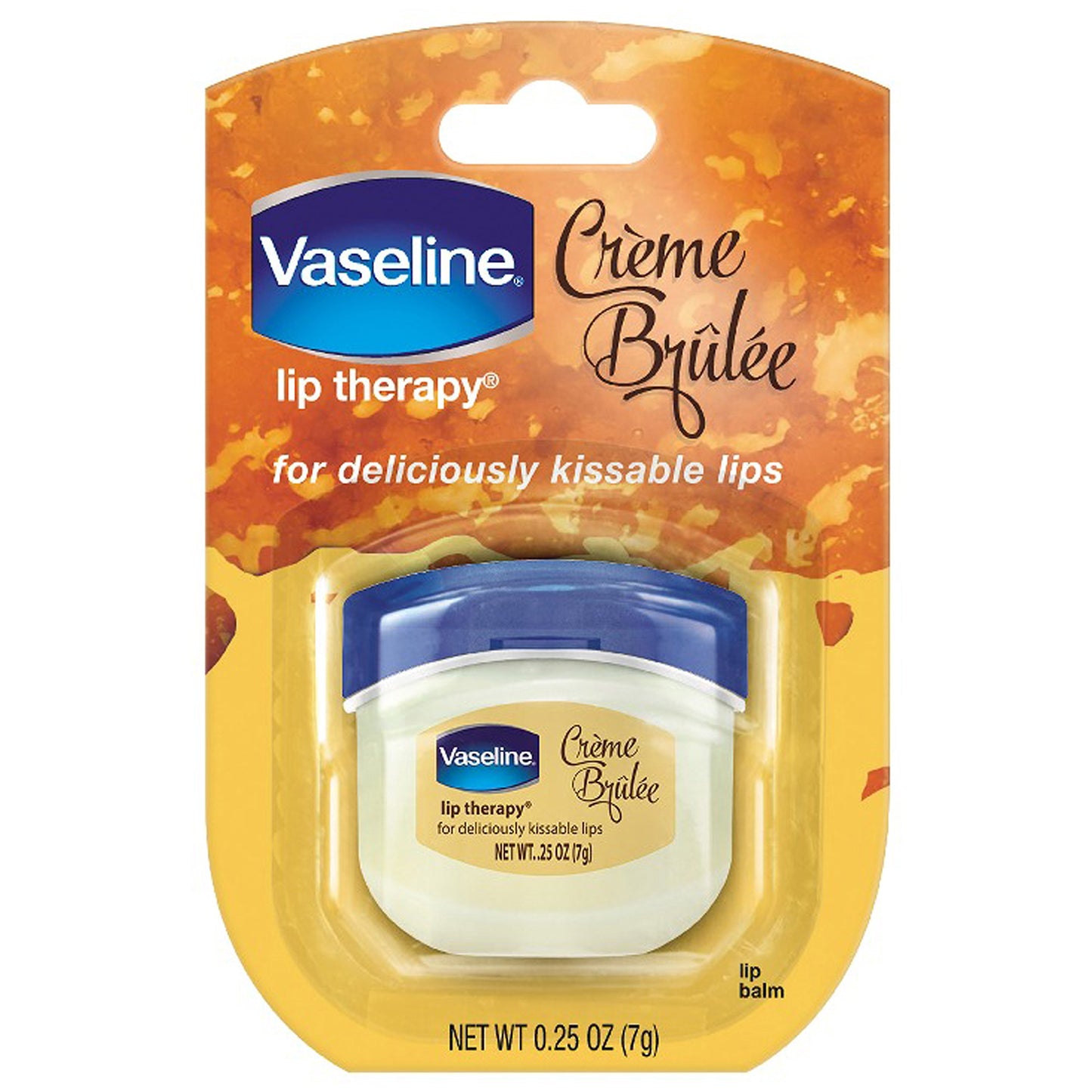 Vaseline Lip Balm for Instantly Soft Smooth Lips Crème Brûlée Lip Balm Locks In Moisture to Improve Hydration 0.25 oz