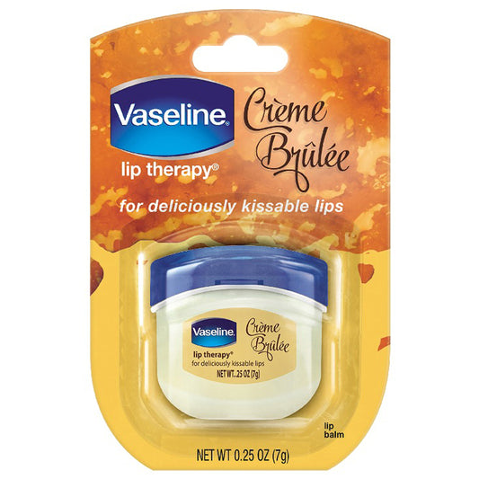 Vaseline Lip Balm for Instantly Soft Smooth Lips Crème Brûlée Lip Balm Locks In Moisture to Improve Hydration 0.25 oz