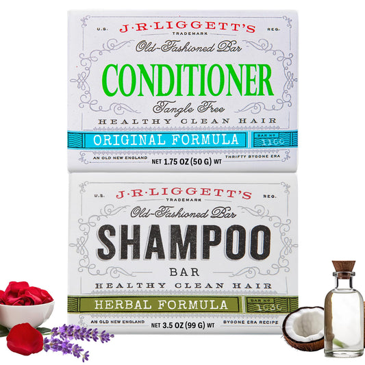 J.R.LIGGETT'S Herbal Formula Shampoo Bar and Conditioner Bar 2-Pack, All-Natural, Plant-Based Solid Hair Care Set, Sulfate-Free, 3.5 oz Shampoo / 1.75 Beauty & Personal Care J·R·LIGGETT'S