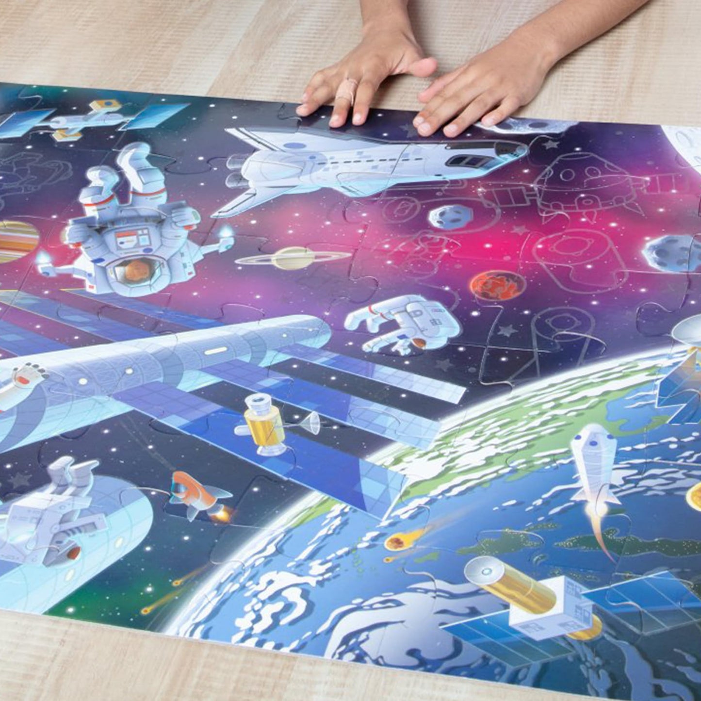 Melissa & Doug Outer Space Glow-in-The-Dark Cardboard Jigsaw Floor Puzzle – 48 Pieces, for Boys and Girls 3+ - FSC-Certified Materials