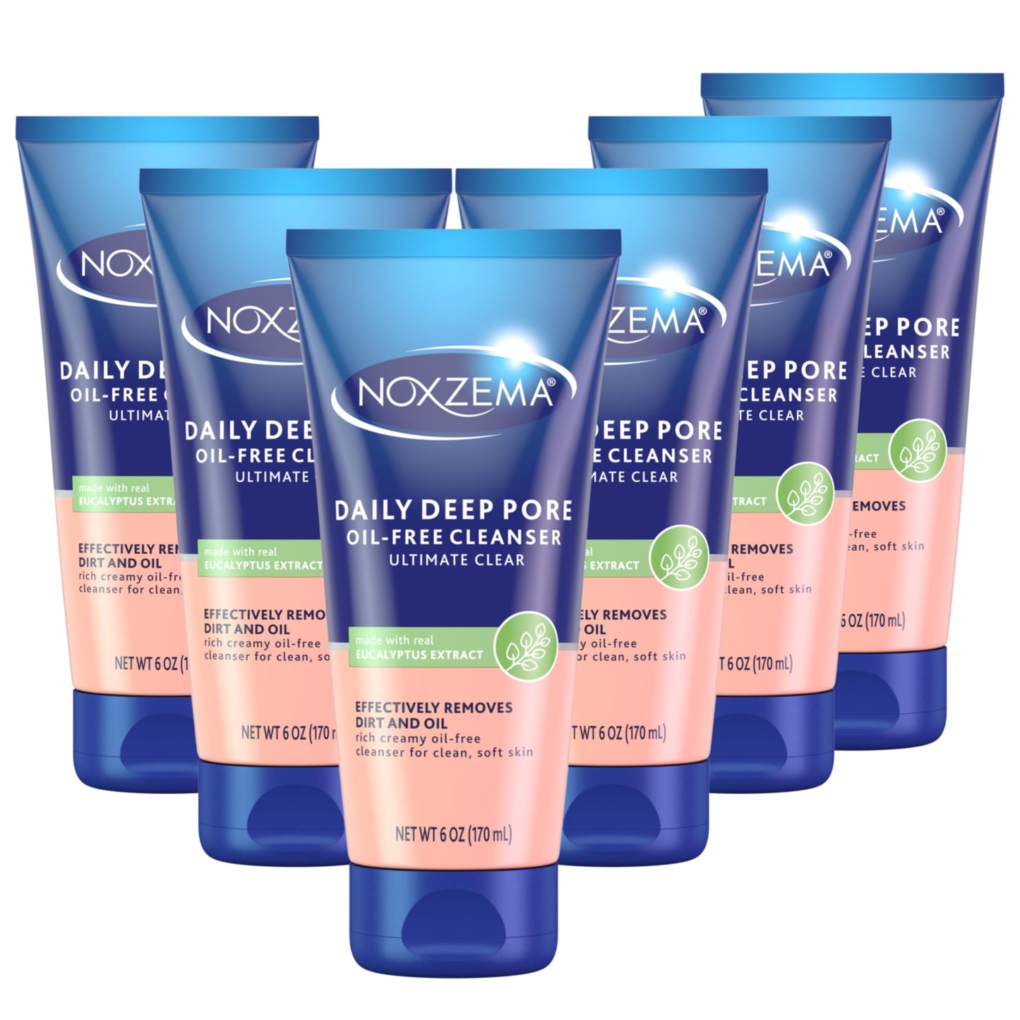 Noxzema Ultimate Clear Face Wash, Deep Pore Daily Cleanser, Oil-Free Formula Removes Dirt, Oil & Makeup for Clear, Fresh-Looking Skin, 6 oz (Pack