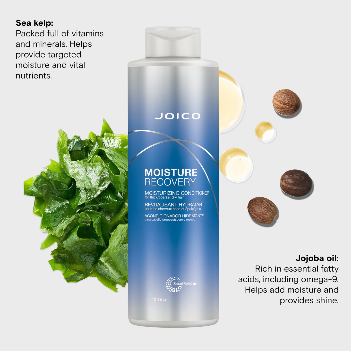 Joico Moisture Recovery Moisturizing Conditioner | For Thick, Coarse, Dry Hair | Restore Moisture, Smoothness, Strength, & Elasticity | Reduce