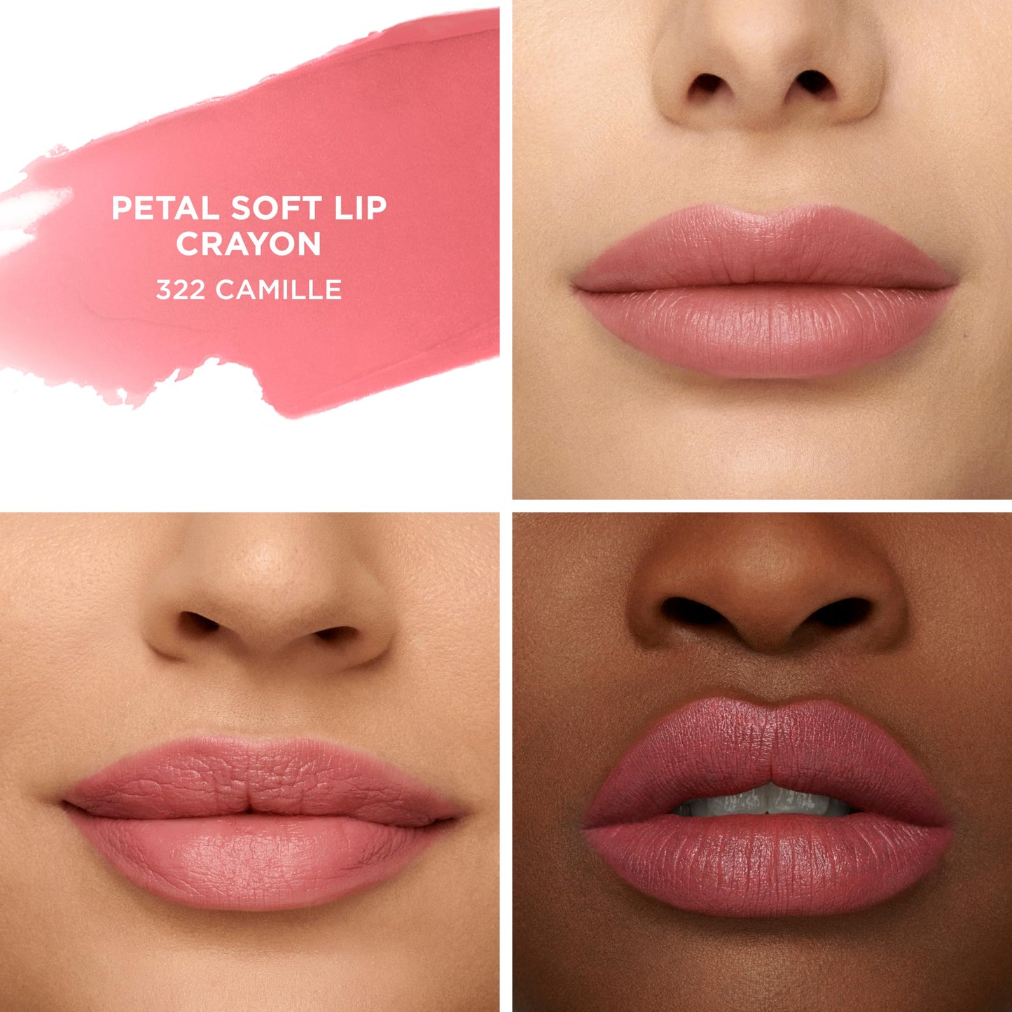 Laura Mercier Petal Soft Lipstick Crayon, 24HR Lip Softening Hydration, 12HR Sheer Matte Lip Color, Comfortable Weightless Wear, Diffused, Blurred Effect, 322 Camille - Neutral pink