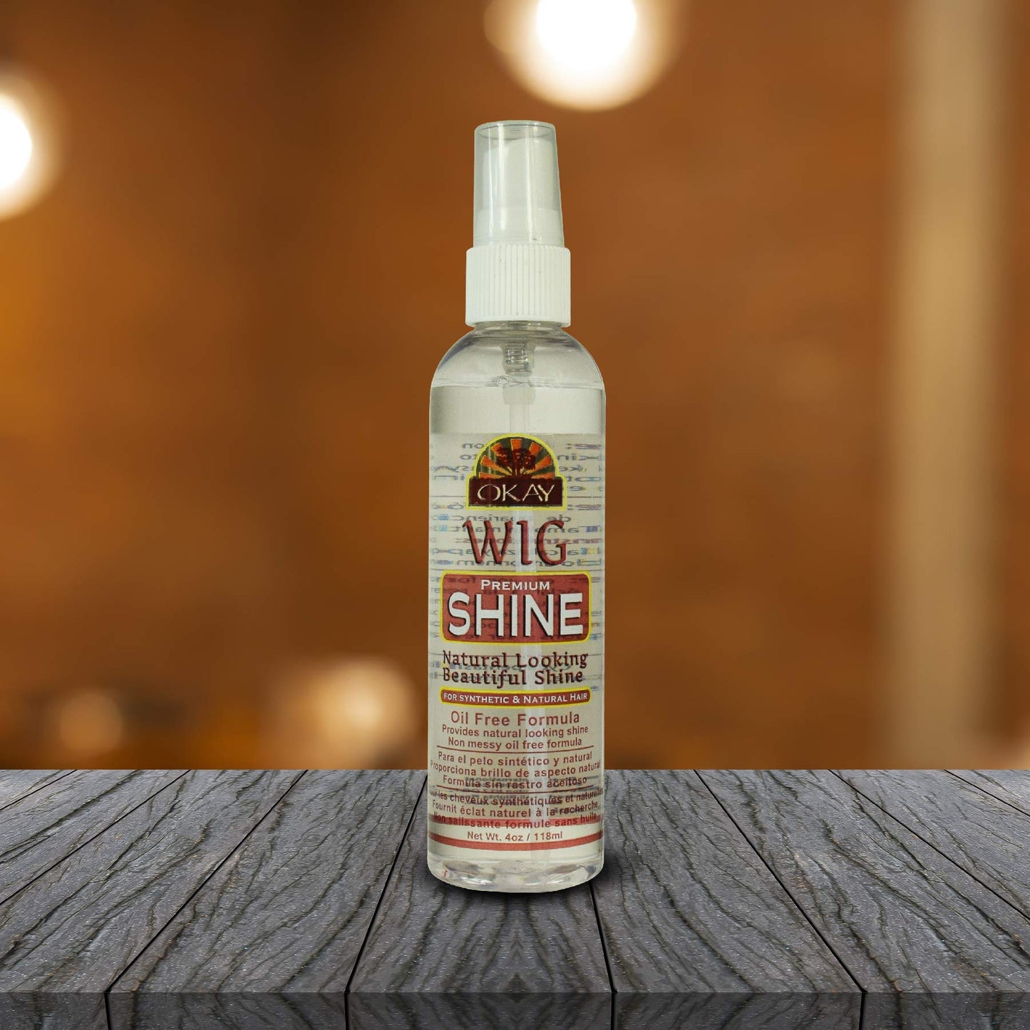 OKAY Pure Naturals Premium Wig Shine - Oil Free Wig Shine Spray for Synthetic & Human Hair Wigs, Spritz for Women & Men to Detangle & Moisturize, Silk