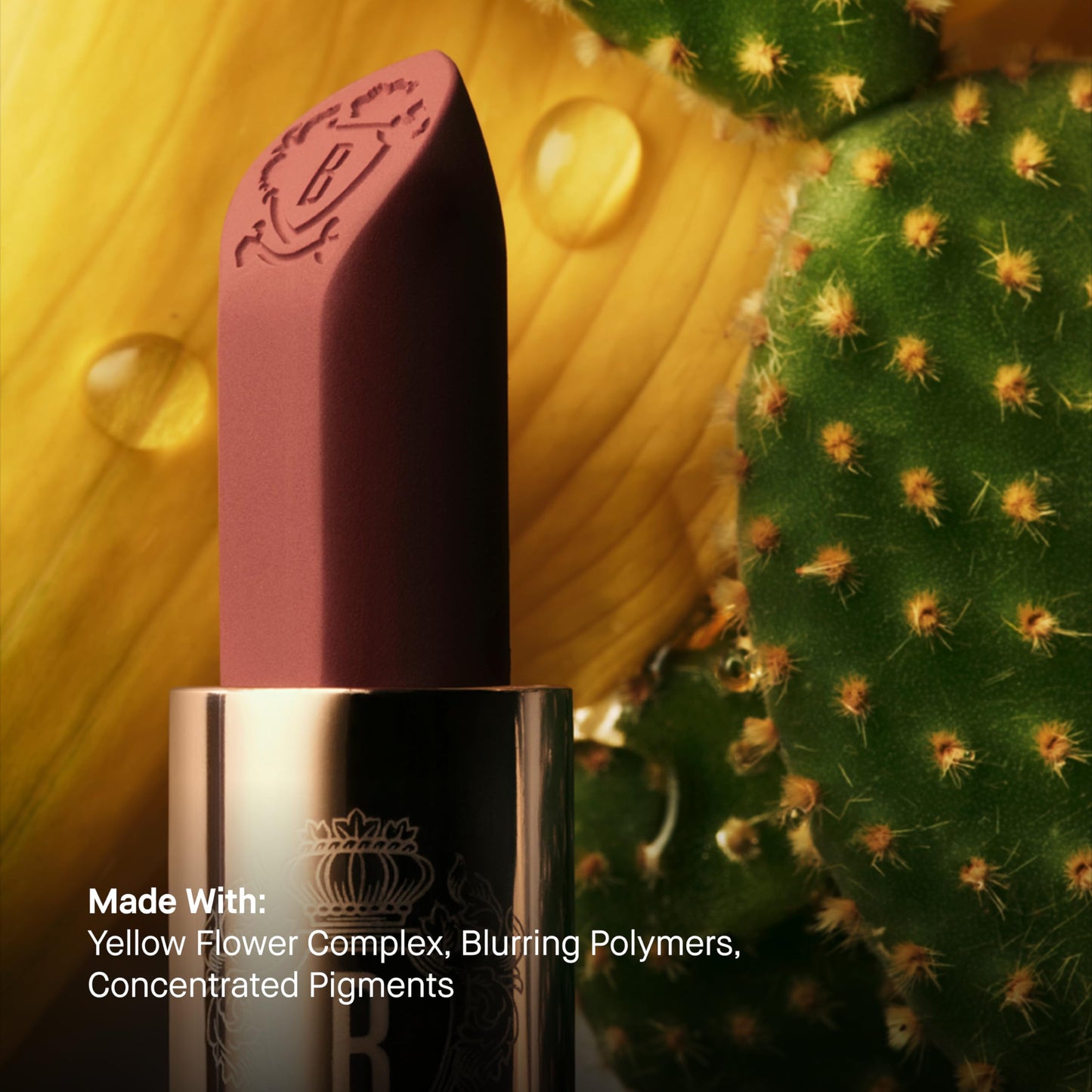 Bobbi Brown Luxe Cashmere Matte Lipstick | Non-Drying, Hydrating, Ultra-Matte Finish | Yellow Flower Complex, 0.12 Ounce, Pink Suede