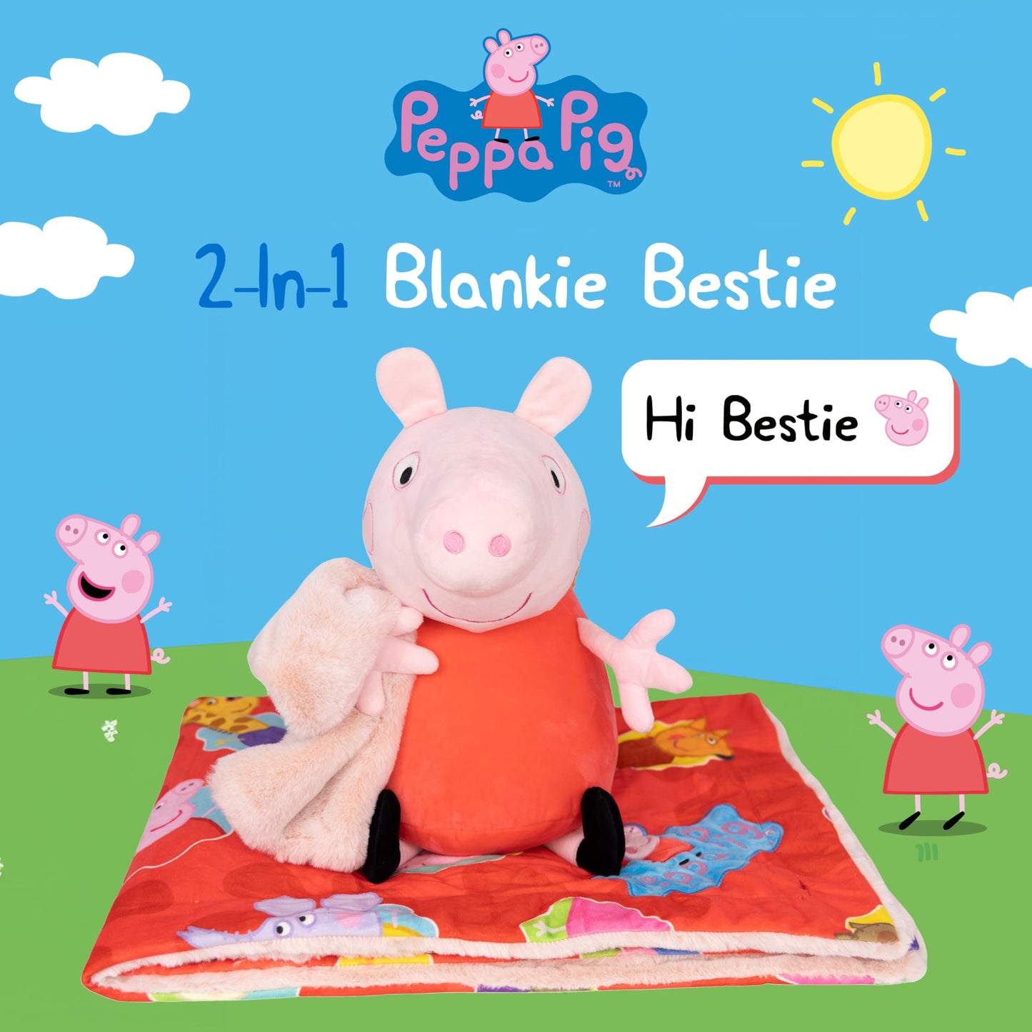 Plushible Blankie Bestie Peppa Pig Stuffed Animal Blanket - 2-in-1 Baby Plush Toy with Ultra Soft Sensory Fabric, Machine Washable Baby Blanket with…