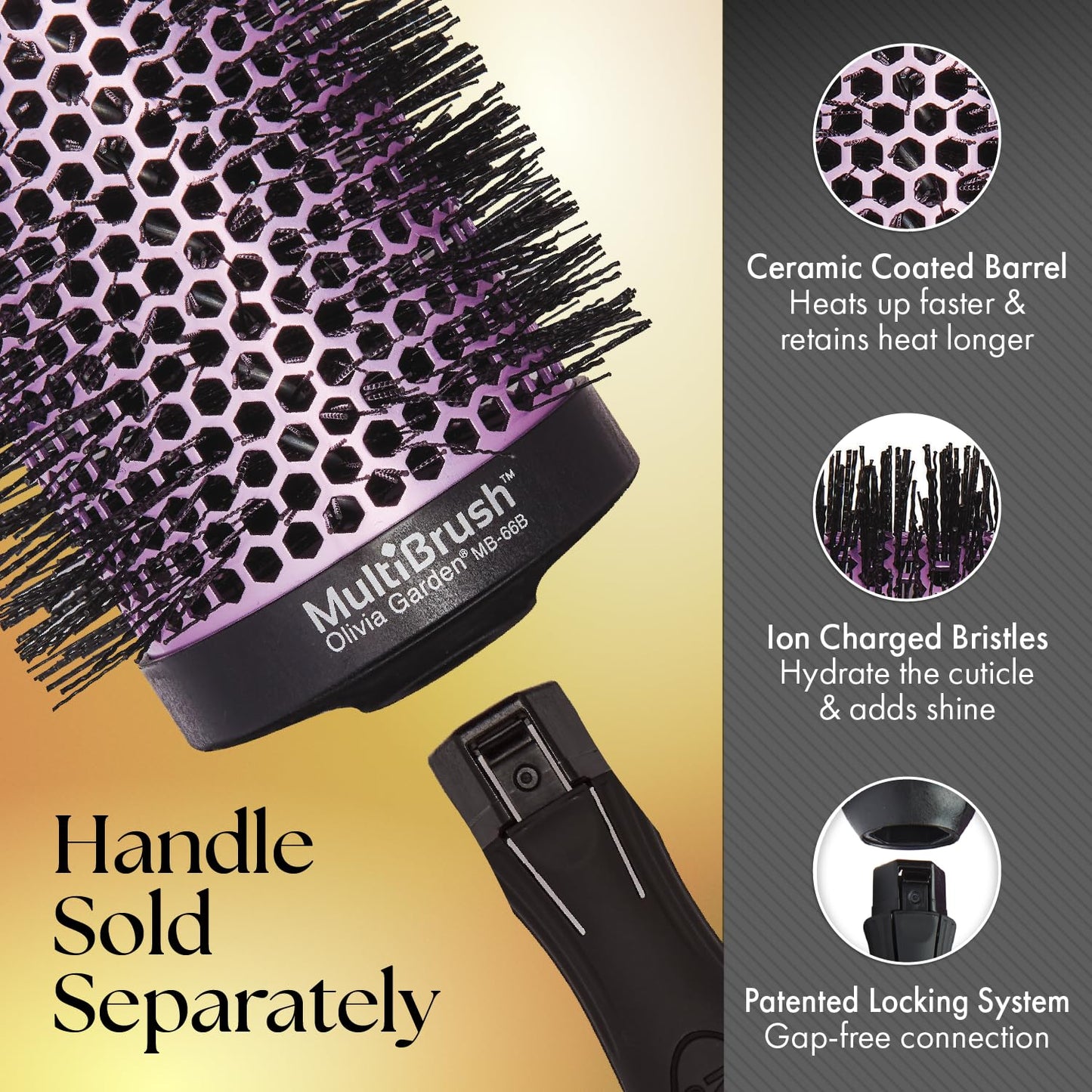 Olivia Garden MultiBrush Detachable Thermal Styling Hair Brush MB-66B (2 1/2")