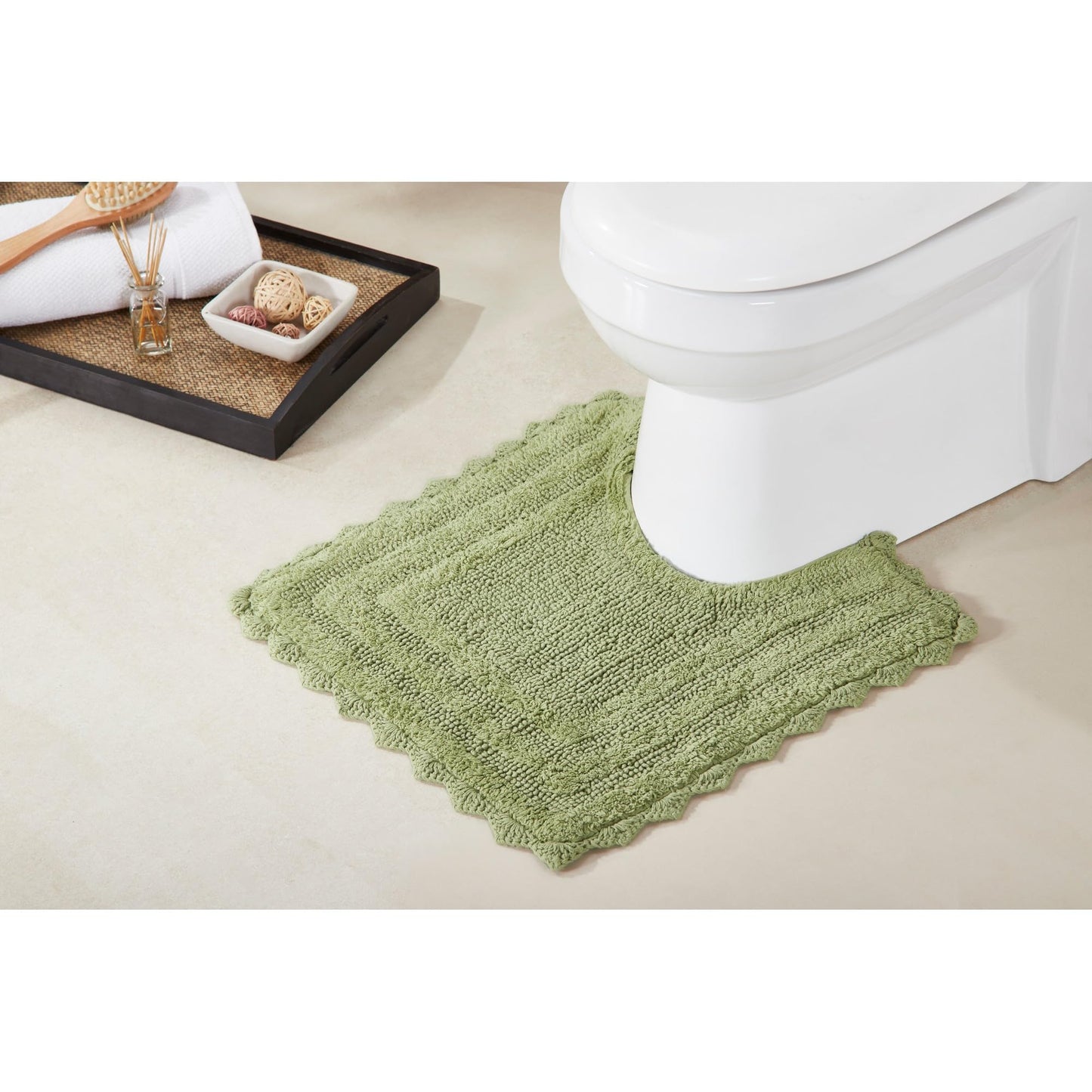 Better Trends Toilet Rugs U Shaped Lilly Crochet Rug 20" x 20" Contour 100% Cotton Soft Water Absorbent Washable Reversible for Bathroom Floor Decor…