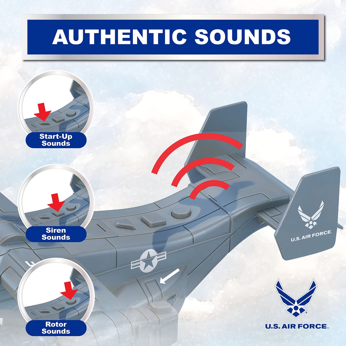 Lollipop United States Air Force Military Helicopter, V-22 Osprey Airplane, 1:72 Scale Aircraft Carrier Model, Battle/Rescue Helicopter Toy w/Sounds,…