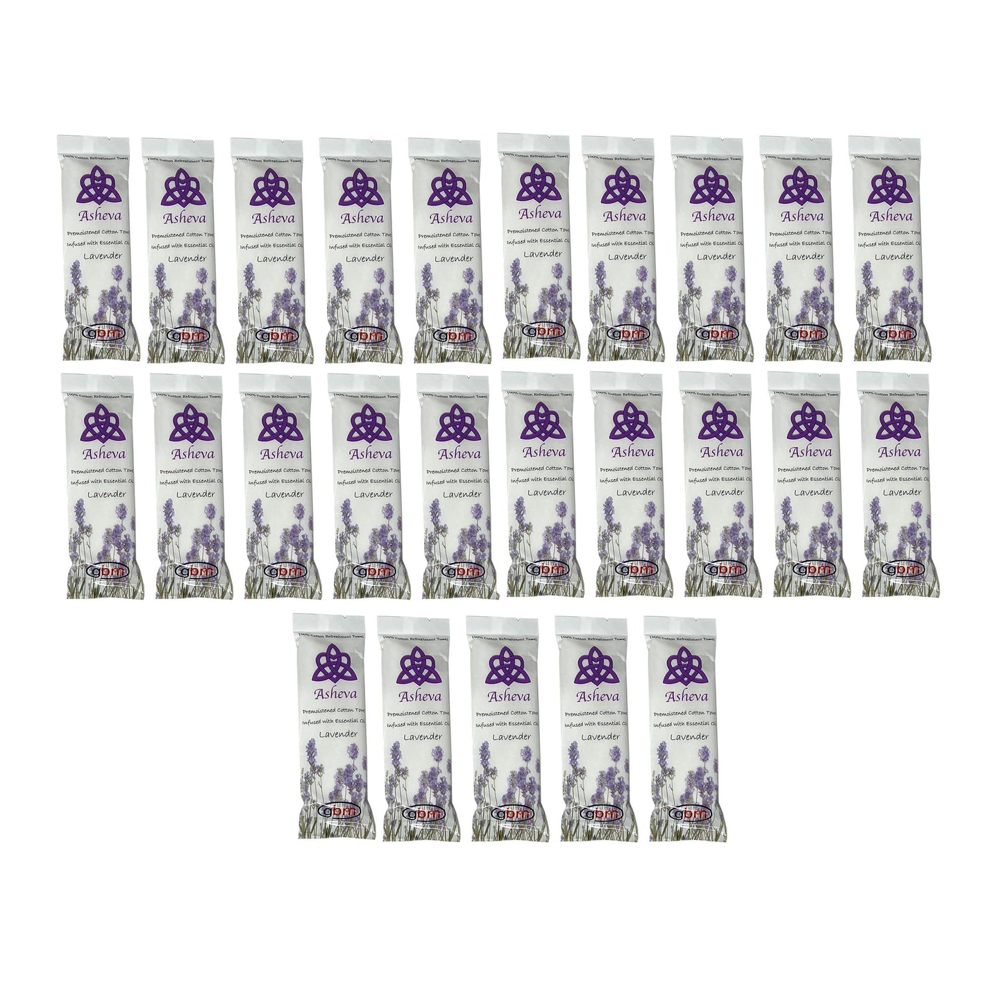 Asheva 8" x 9" Individually Wrapped Oshibori Disposable Towels - Luxurious Moist Cotton Hot/Cold Refreshment Towel - Lavender, Lemon, or Tea Tree