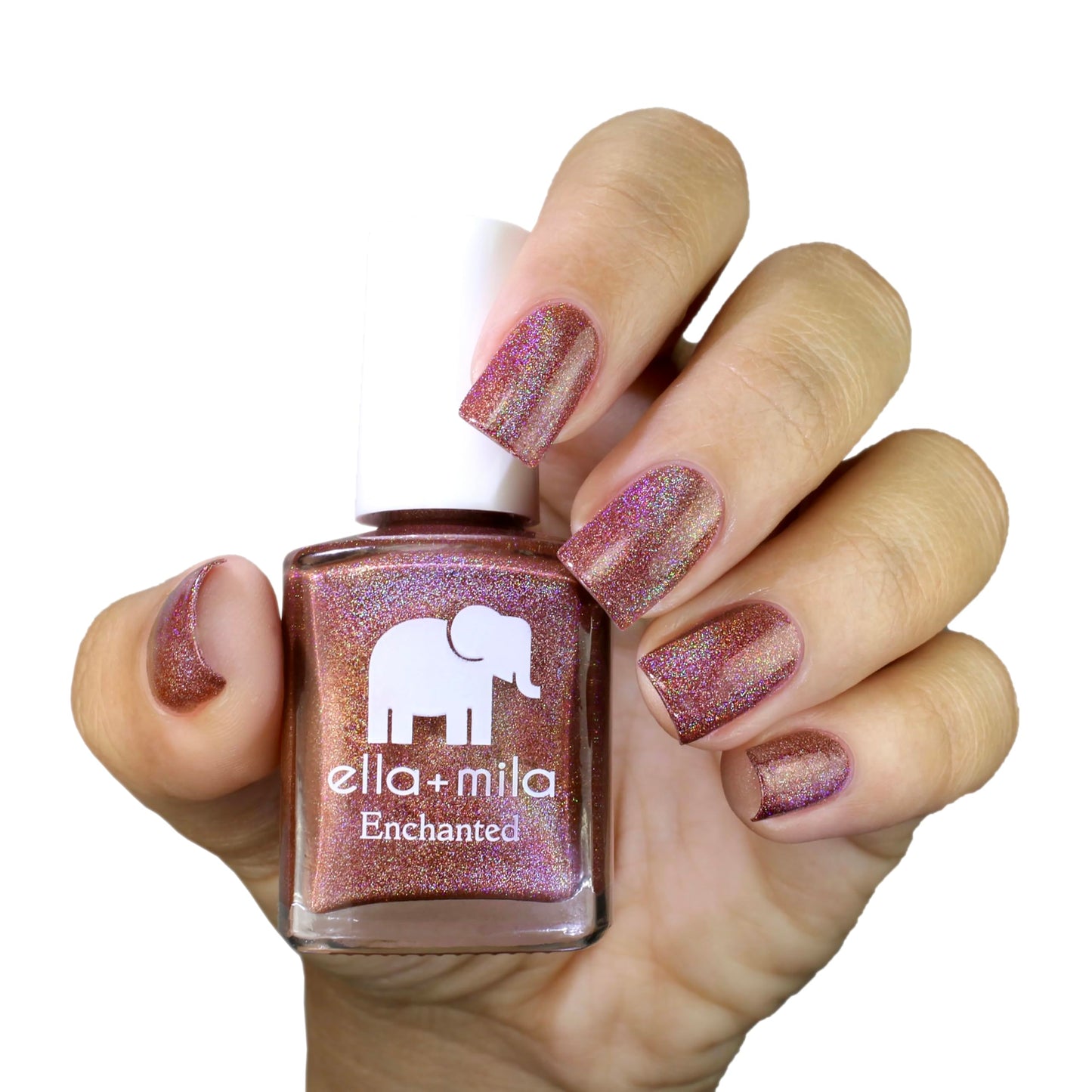 ella+mila Quick Dry Nail Polish - Long Lasting Chip Resistant Holographic Red-Orange Shimmer Nail Polish, Fast Drying Vegan Cruelty-Free Non-Gel Beauty & Personal Care ella+mila