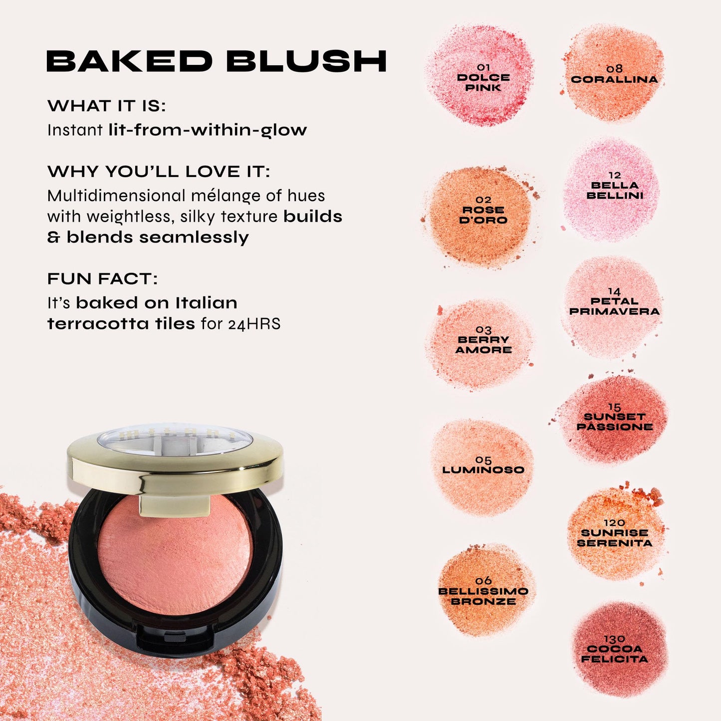 Milani Baked Blush, Powder Blush for Cheeks, Cruelty Free Makeup - Shape, Contour & Highlight Face for a Shimmery or Matte Finish -Bellissimo Bronze