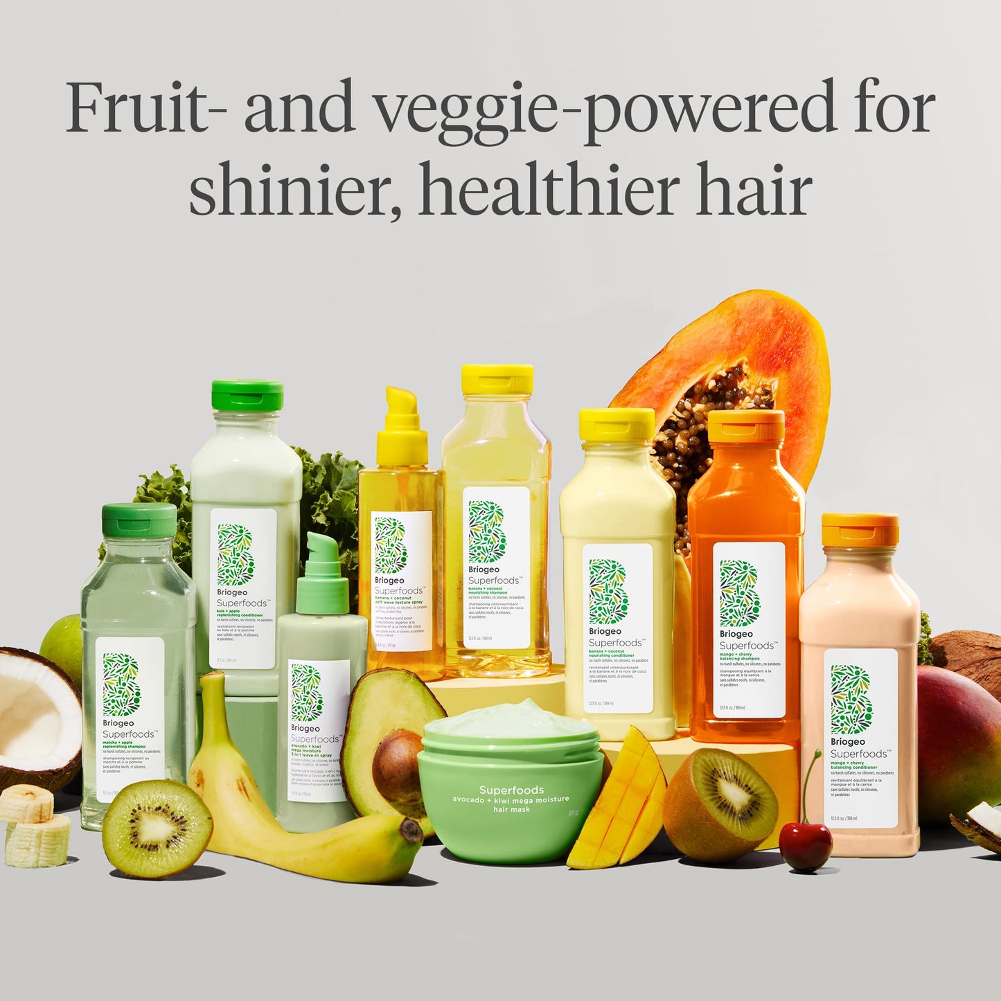Briogeo Superfoods Mango + Cherry Hair Pack for Oily Hair | Balancing Shampoo & Conditioner Duo | Gentle Cleanse & Lightweight Hydration | Vegan
