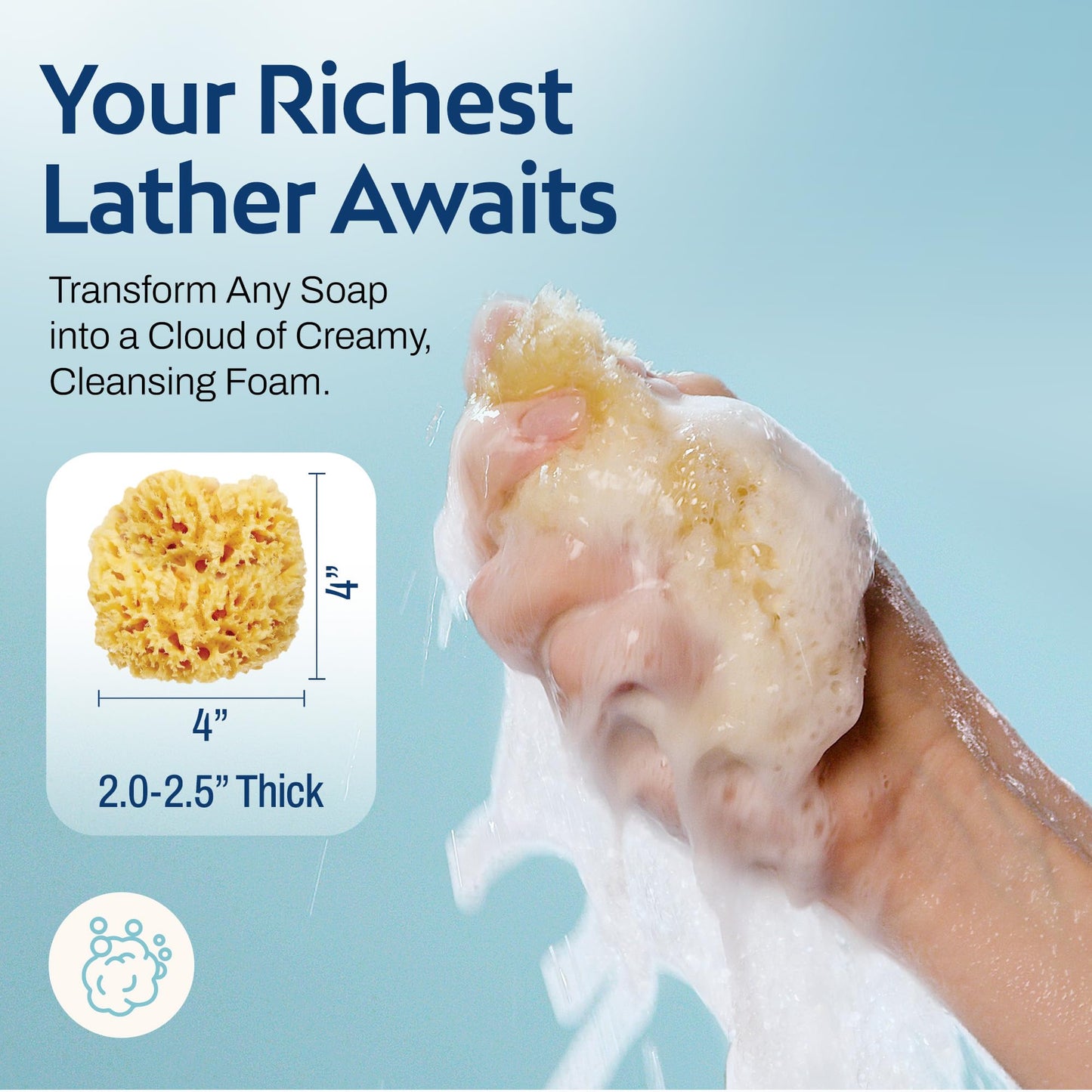 HartFelt Delicate Skin Wool Sea Sponge 4 in | Real Natural Sponges for Body and Face Gentle Care | Luxurious Lather