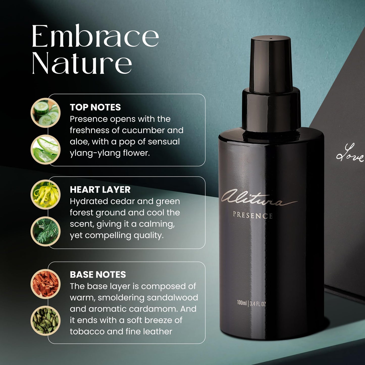 Alitura Presence Natural Fragrance - Clean, Unisex Perfume for Men and Women with Sandalwood, Cardamom & Ylang Ylang - Non-Toxic, Vegan, Long-Lasting