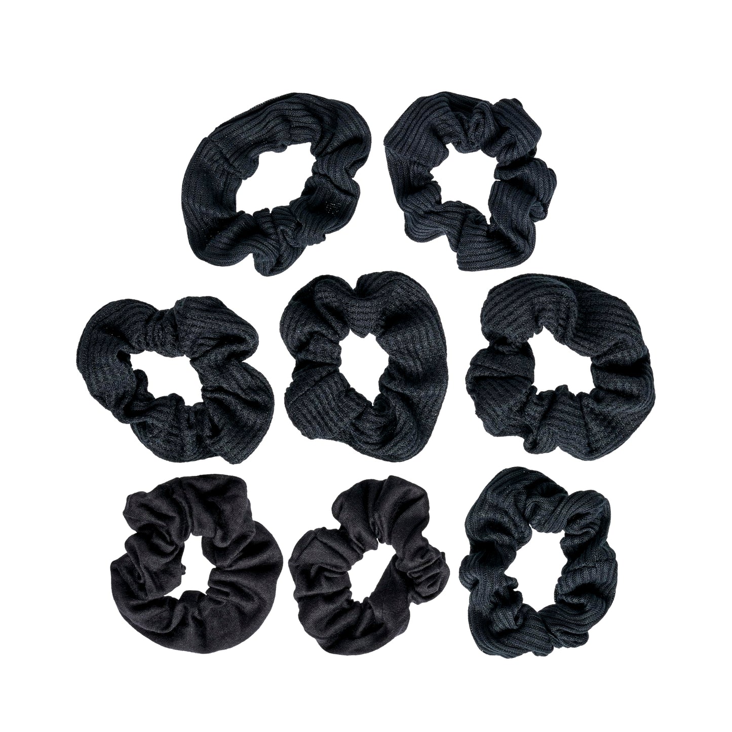Goody Ouchless Scrunchies, 8 Count Black, Perfect Stocking Stuffer & Holiday Gift for Women & Girls, Gentle No-Damage Hair Accessories with Secure