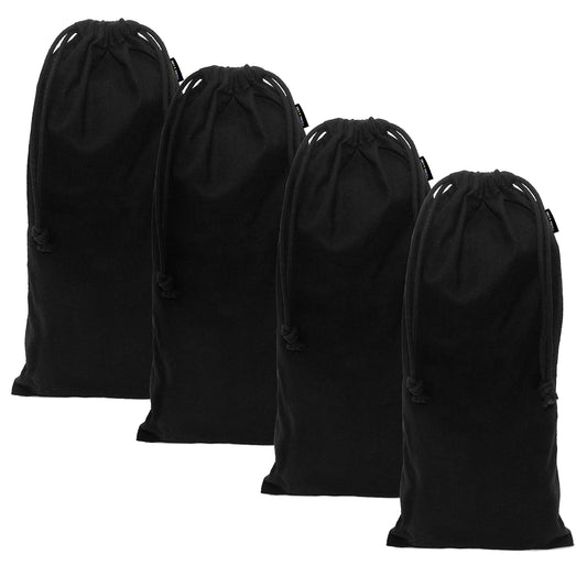 ZENPAC 4-Pack Shoe Dust Bags – Black Flannel, Washable Cotton, Breathable Drawstring Pouches for Boots, Travel & Luggage 8×17