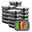 GUSTO [24 oz - 50 Count 1-Compartment Meal Prep Containers with Lids - Reusable, Microwaveable, Dishwasher & Freezer Safe, BPA-Free Food Storage…